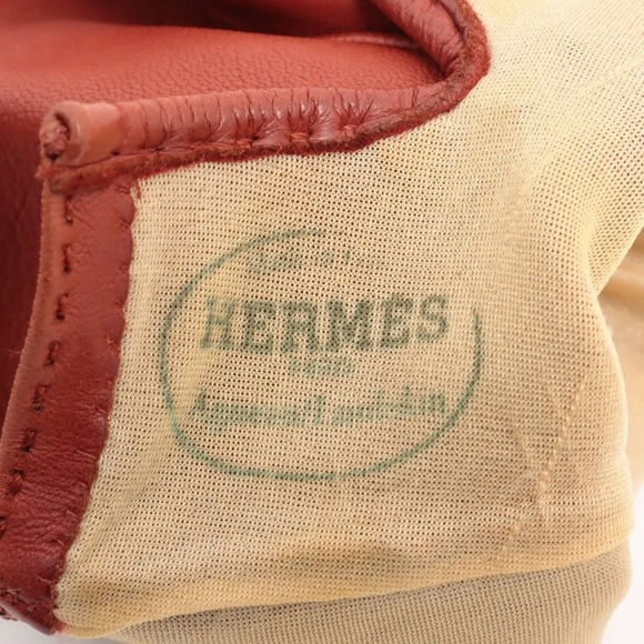 Hermes Lambskin Soya Kelly Lock Gloves Brown Gold - Picture 3 of 9